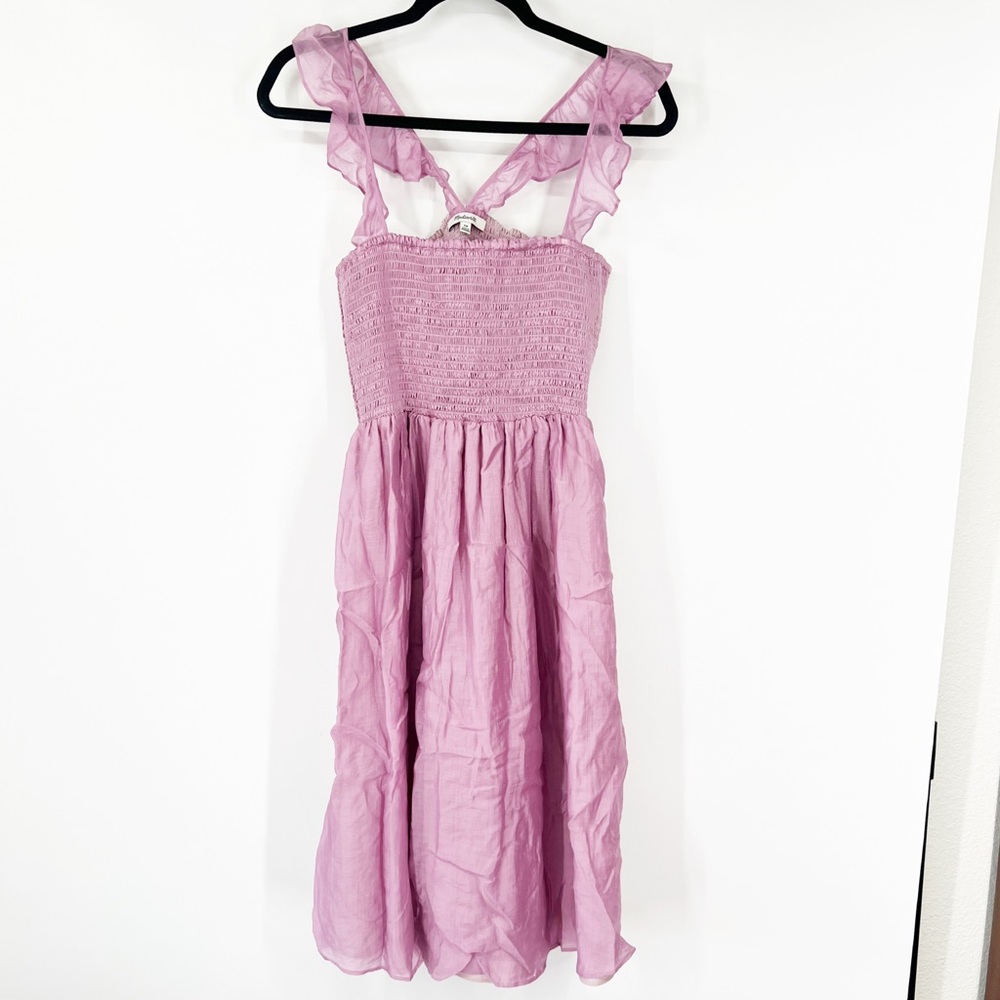 Madewell Ruffle-Strap Smocked Dress in Lavender Mist